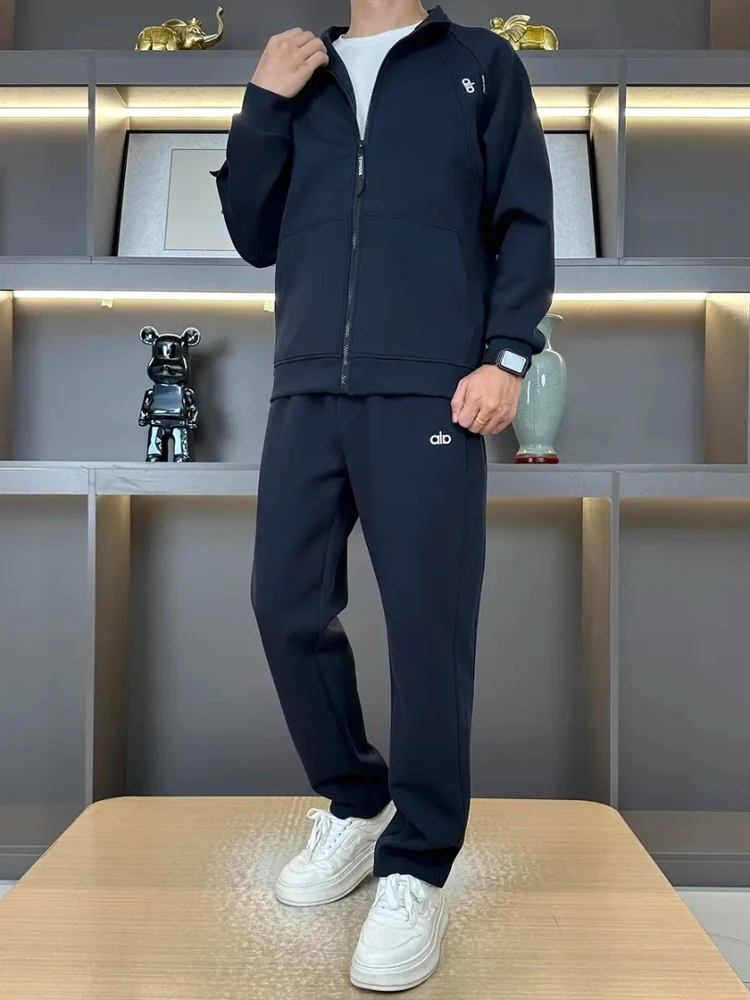 

Осенний новый мужской повседневный спортивный костюм с капюшоном и воротником-стойкой, комплект из двух предметов, высокое качество, универсальный, китайский бренд Haome