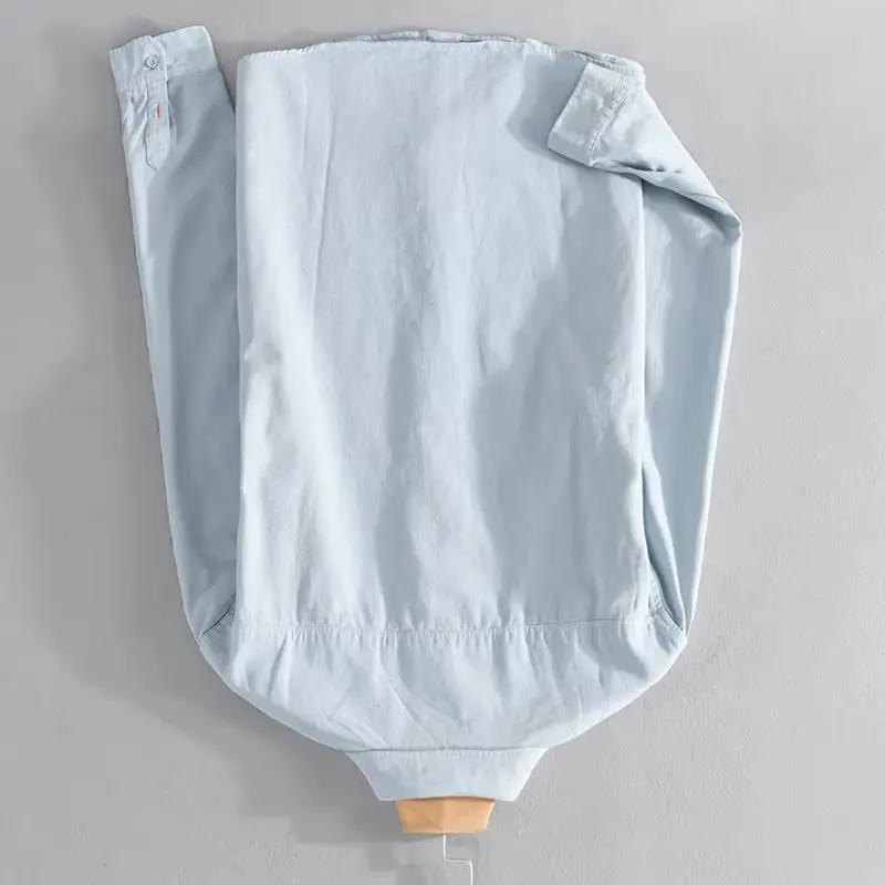 

Модная мужская рубашка из 100% хлопка с вышивкой, повседневные однотонные топы с длинными рукавами, простые дизайнерские рубашки для мужчин, 5 цветов, размеры M-4XL