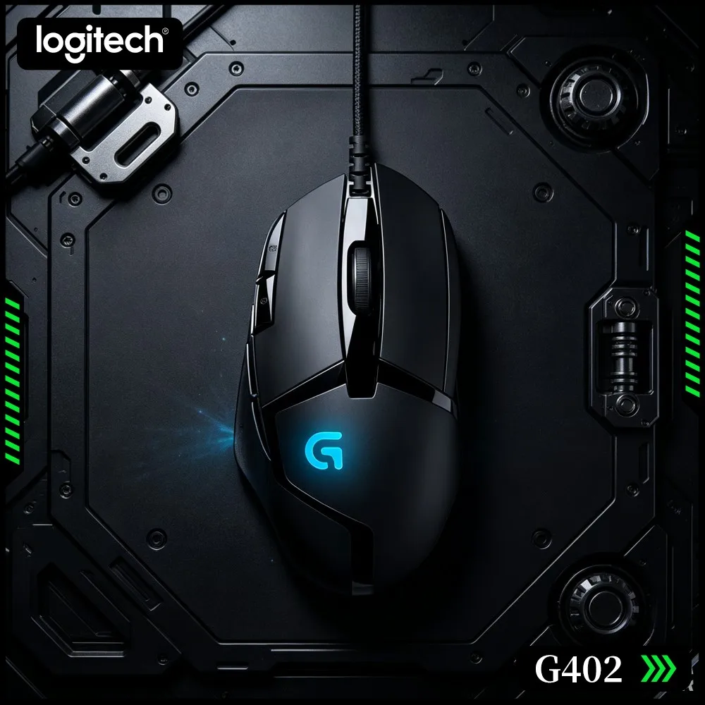 Professional Logitech G402 Gaming Mouse Fusion Engine Tech 8 Programmable Buttons 4 DPI Modes Anti-Slip Play