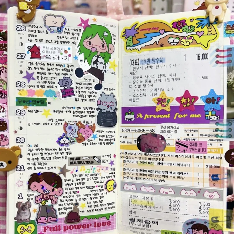 Korea Cute Bad Girl Cartoon Character Sticker Hand Account Notebook Diary Planner Scrapbook Stationery DIY Decorative Stickers