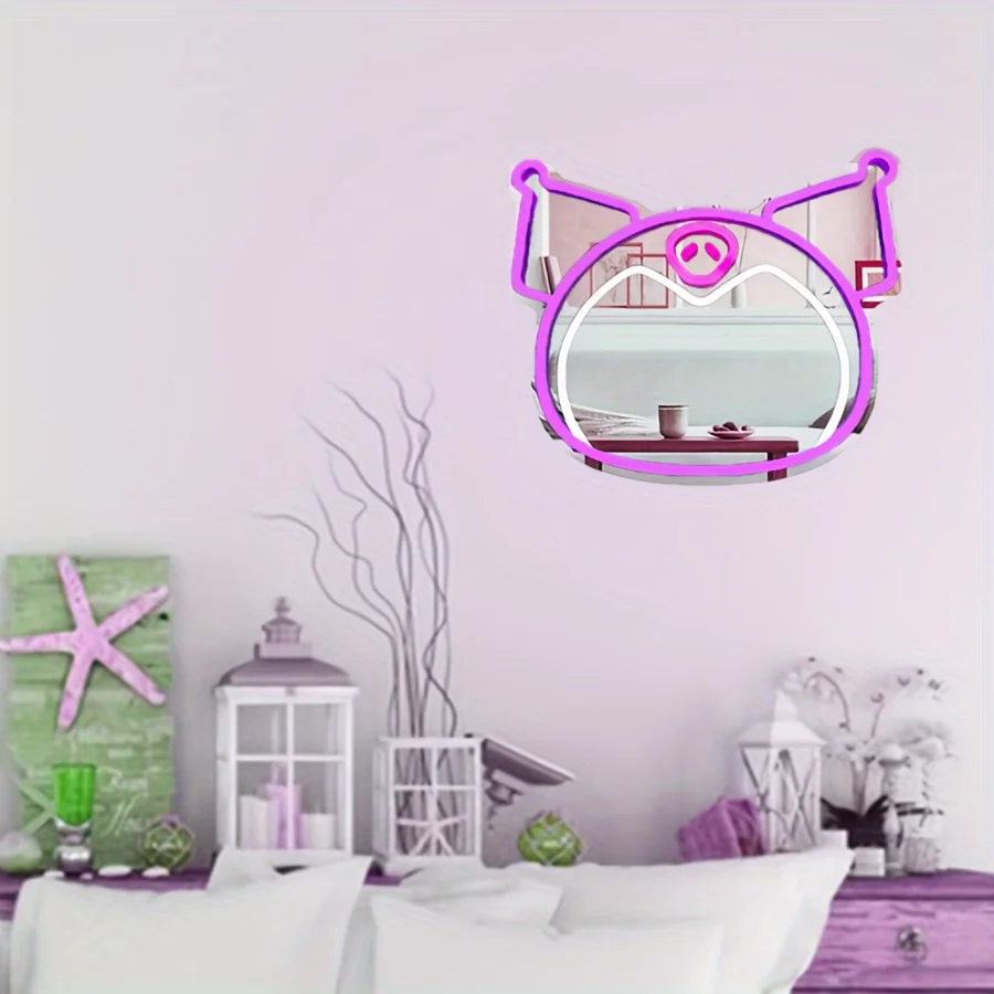 Stellalou Mirror Neon Light for Decor USB-powered LED Mirror Neon Sign for Bedroom Beauty Salon Makeup Table Decor Girl