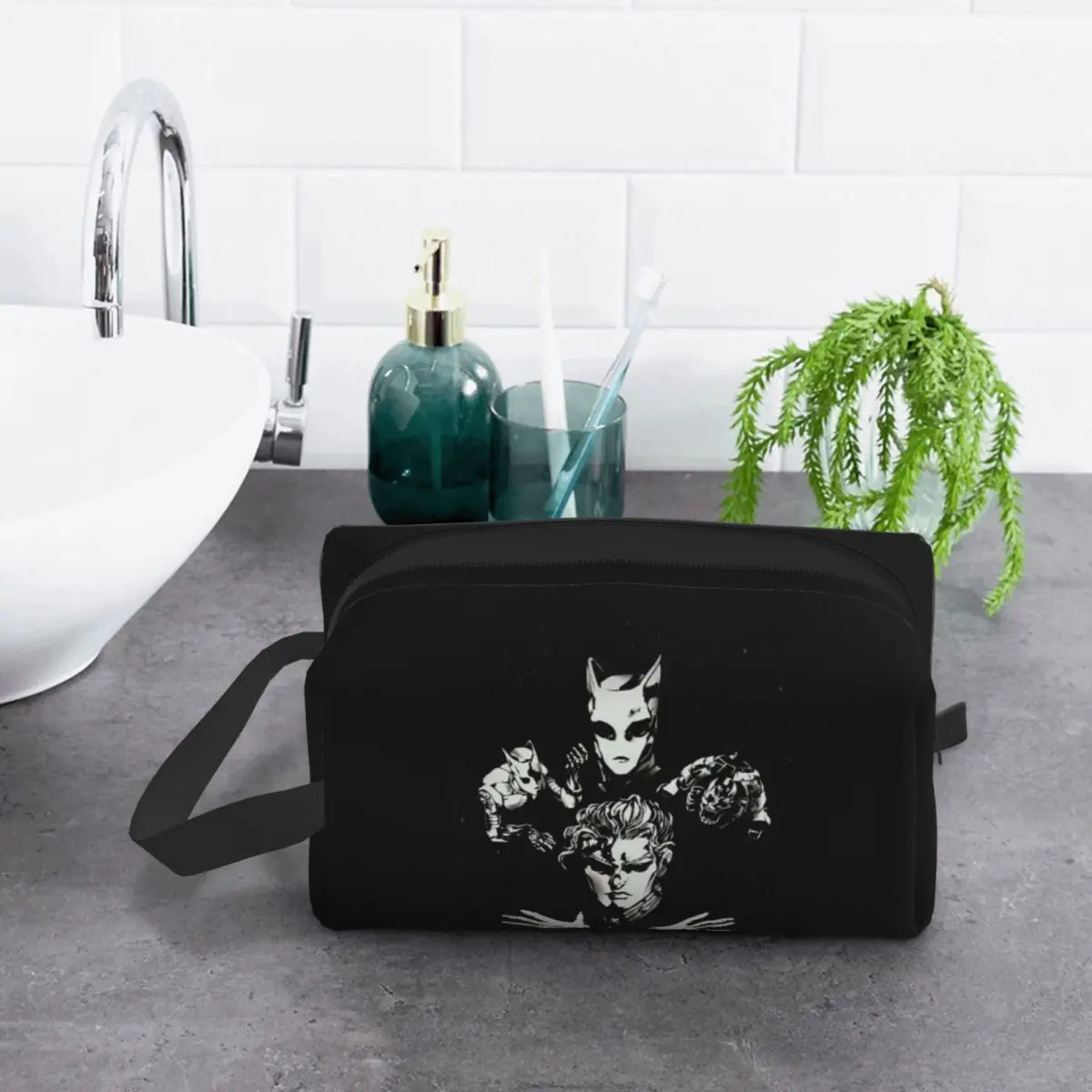Yoshikage Kira Jojo Bizarre Adventure Makeup Bag Cosmetic Organizer Storage Dopp Kit Toiletry Cosmetic Bag for Women Beauty