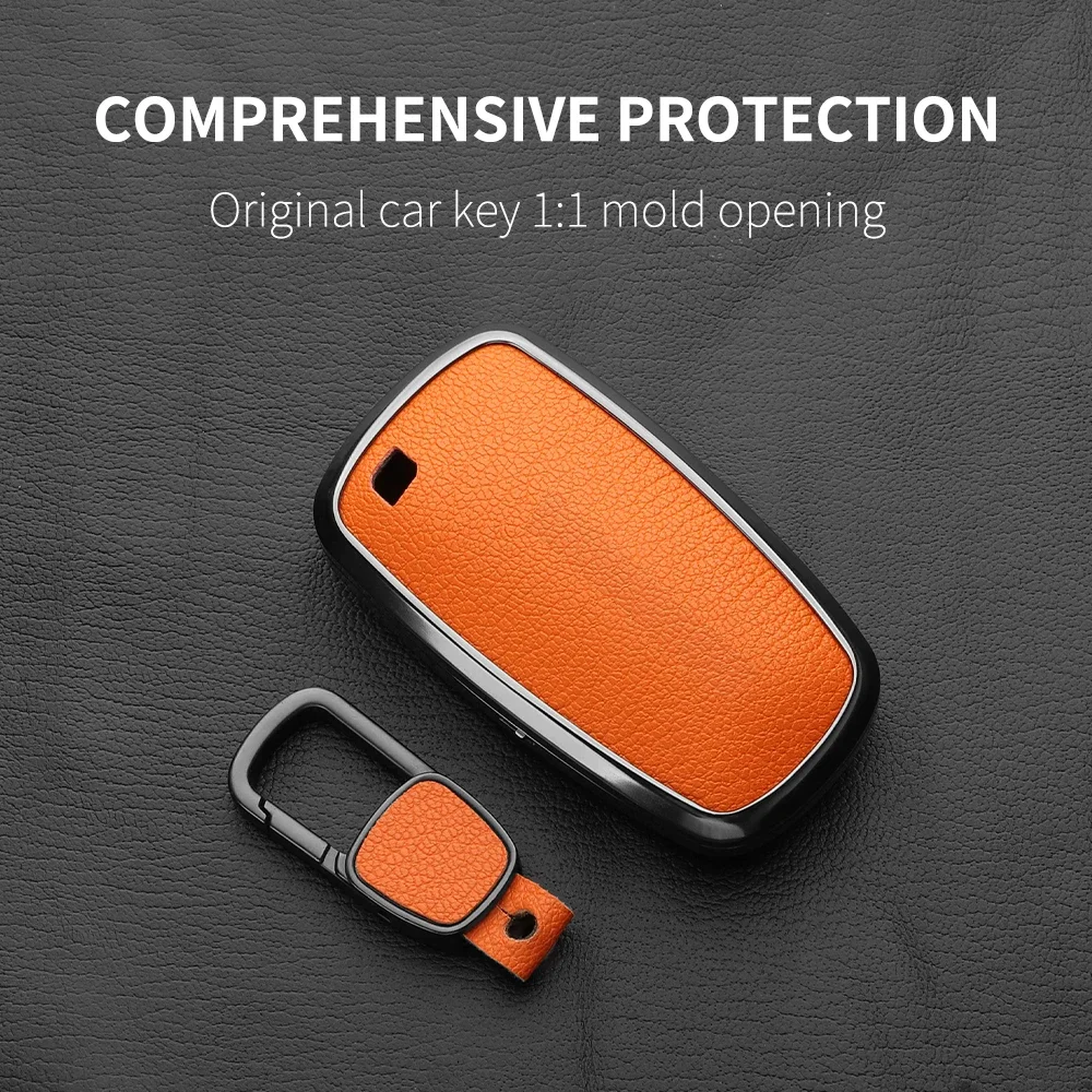 Aluminum Alloy Goatskin Car Key Case Cover For Ford F150 Svt Raptor Car Key Protection Shell Accessories