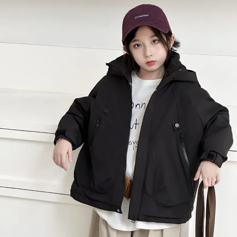 Trendy Windproof Waterproof Filled Cotton Short Jacket for Kids Teens Outdoor Jacket with Travel Friendly Design New 2025 Model