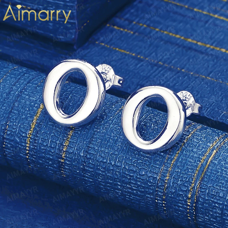 925 Sterling Silver Smooth Hollow Oval Ring Earrings for Women's Parties Banquets Weddings High-quality Fashion Jewelry