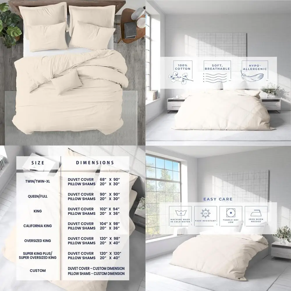 

Egyptian Cotton Duvet Cover - 600 Thread Count, Ultra Soft, Premium Quality, California King Size, Long-Lasting Comfort