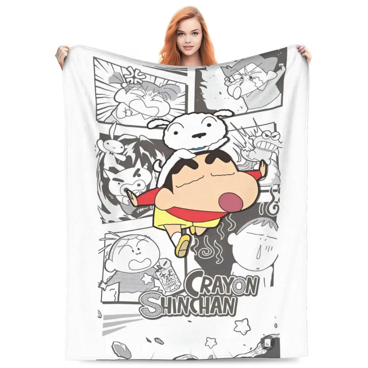 Crayon Shin-chan Kawaii Miniso Flannel Blanket Winter Soft Throw Blanket for Boy Couch Chair Aesthetic Bedspread Sofa Bed Cover