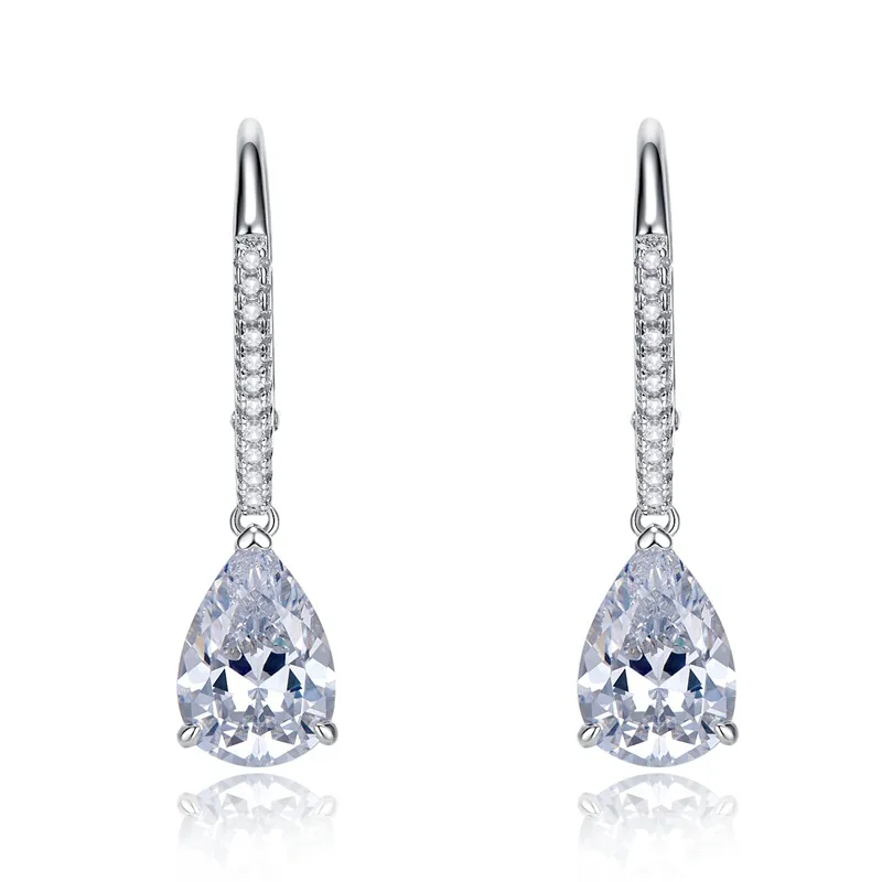 S925 Silver Ear Stud 7 * 10 Pear shaped Simple and Personalized Zircon Versatile Earring Jewelry