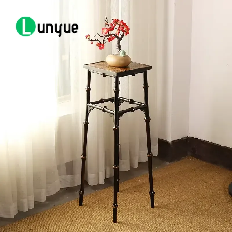 5 Tier Bamboo Display Stand Freestanding Storage Rack with Bamboo Top for Tea Room Study Decorative Shelf Organizer
