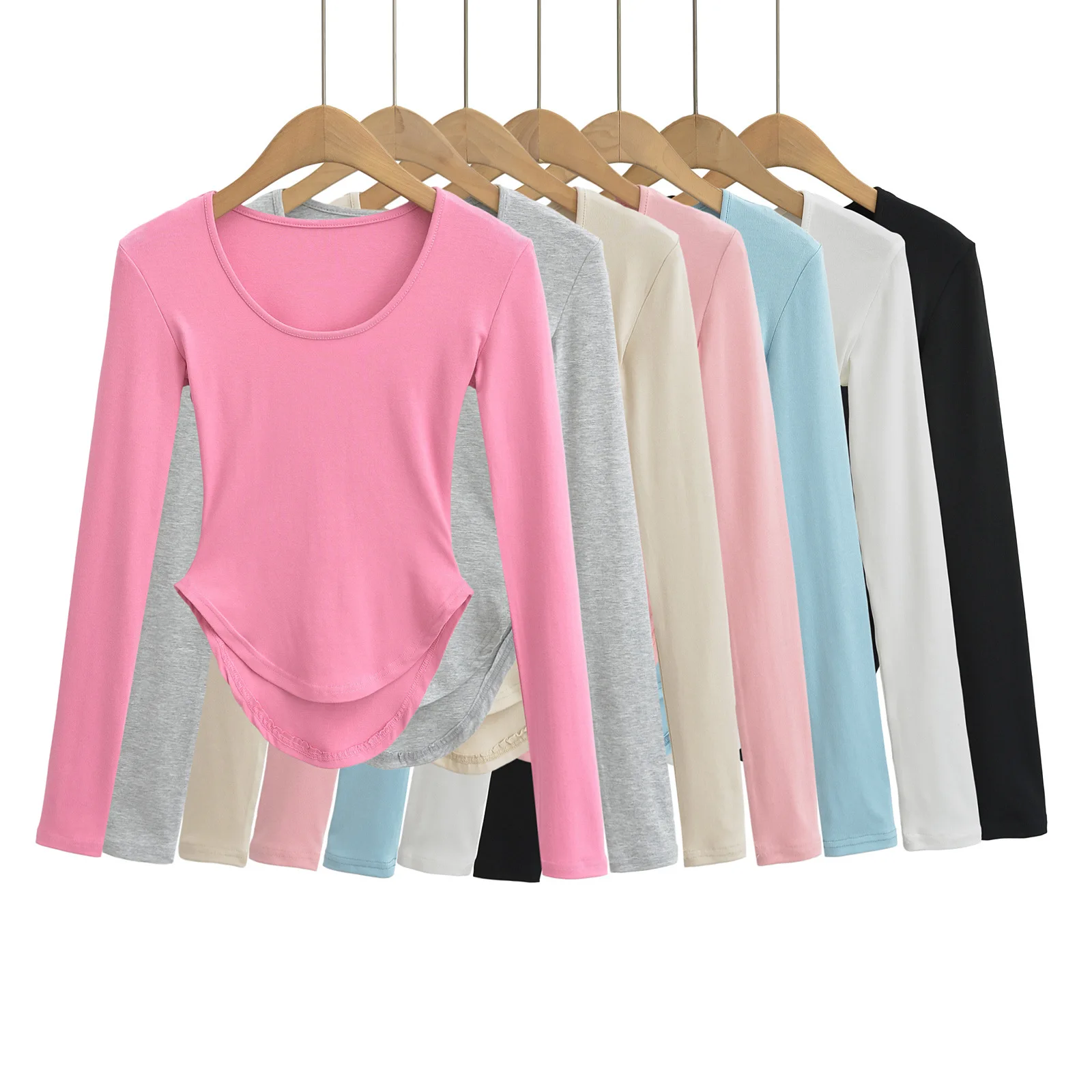 Women Long Sleeve O Neck Tight Kim Kims Tee Tshirt Top