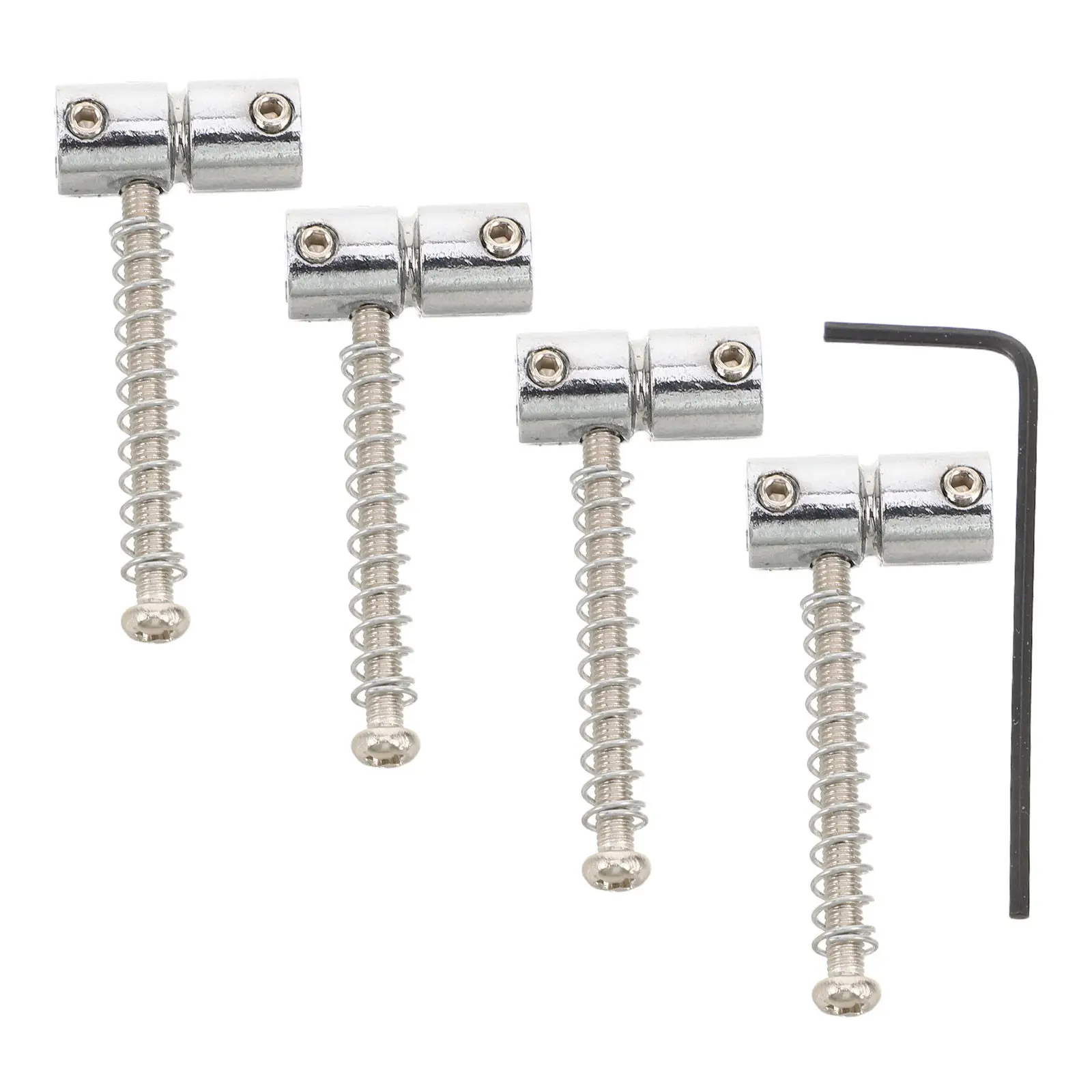 4Pcs Electric Bass Saddle Set Silver Replacement Metal Bridge Parts for Four String Bass Guitar Hardware Upgrade Repair