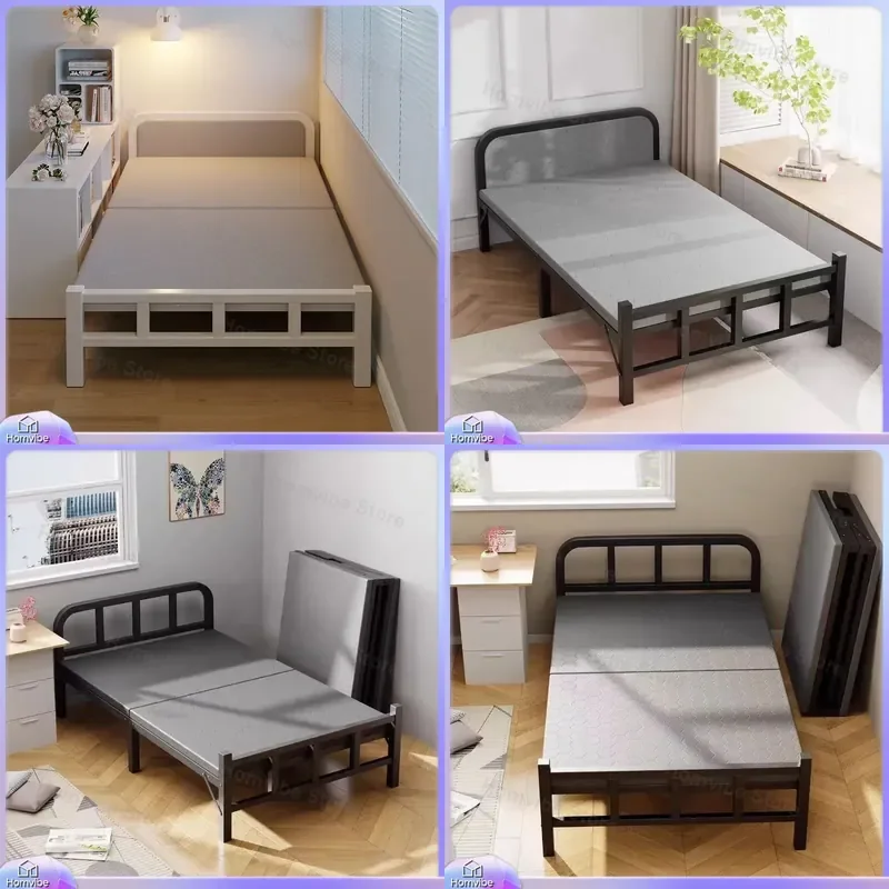 for Rollaway Bed Single Iron Bed for Adult Rental House Office Lunch Break Dormitory Simple Convenient Wrought Iron Folding