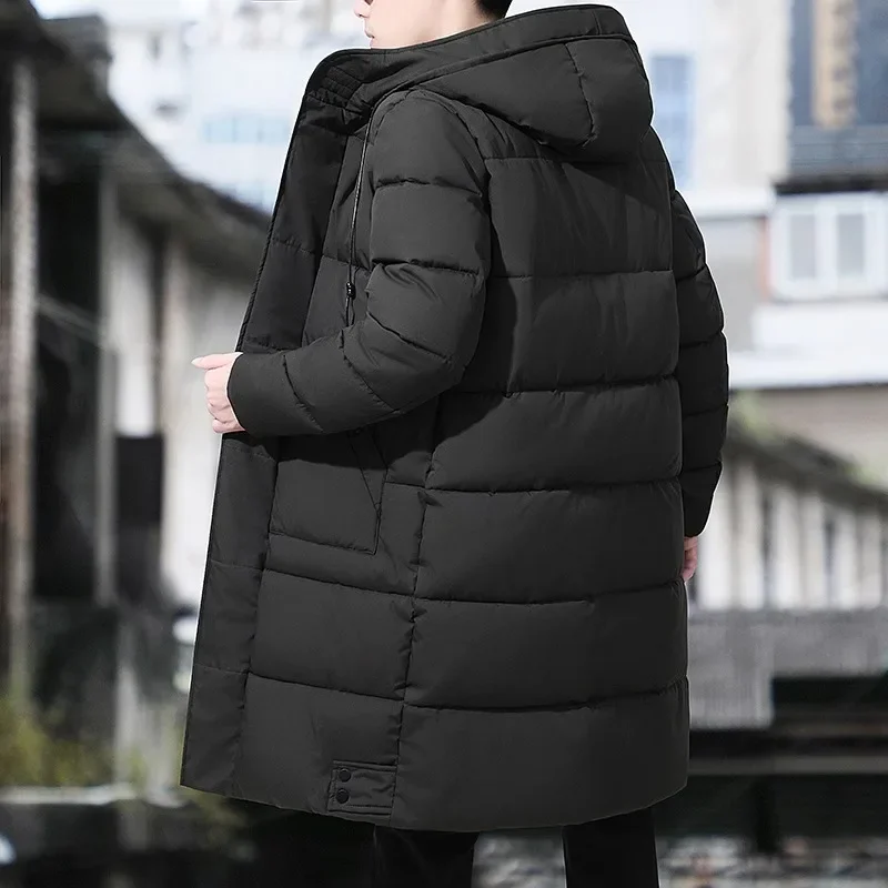 Mid To Long Winter 2024 Thick Casual Trend Versatile Hooded Cotton Jacket for Men Men Clothing