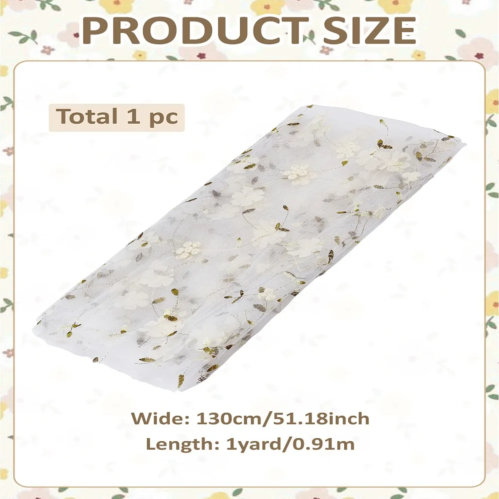 

1 комплект, 1 ярд, полиэфирная кружевная ткань, аксессуары для одежды, цветочный узор, белый, 1300x0,5 мм