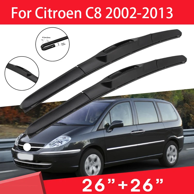 

Car Wiper Blade Front Window Windshield Rubber SiliconGelRefill Wipers For Citroen C8 2002-2013 26"+26" Car Accessories