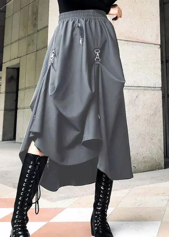 

Slimming High Waist Asymmetric Bla Skirt Faionable Commute Sle Long Skirt A-Line Silhouette Color