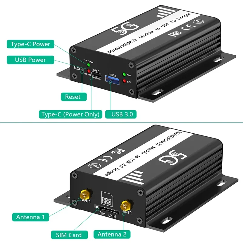 Адаптер M.2 NGFF Key B — USB 3.0 со слотом для SIM-карты M2 — USB Wi-Fi Dongle Дополнительный источник питания Поддержка модуля Wi-Fi 3G/4G/5G