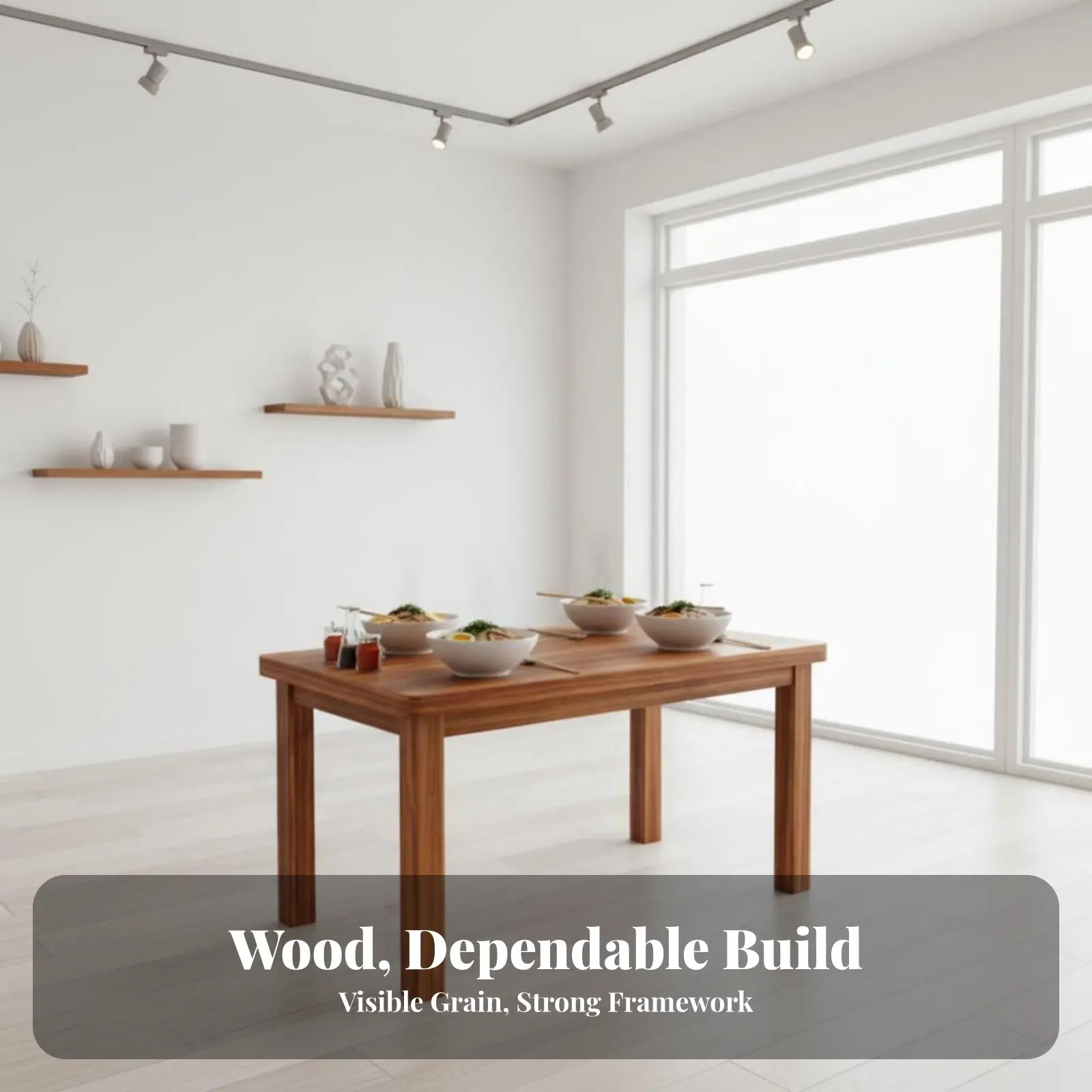 

Wooden eatery Table and Stool Set long-lasting Wooden Dining Set with Bench Space-Saving Easy Assembly for Canteens, Small areas