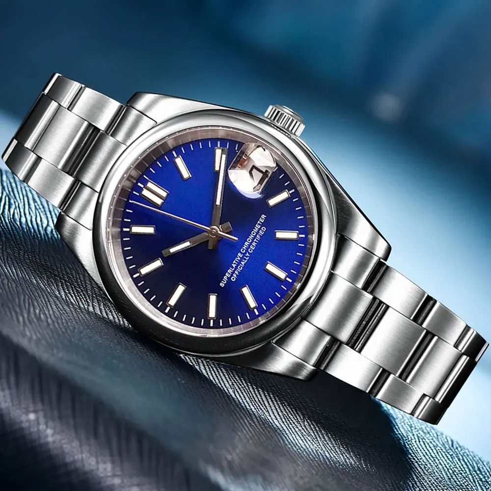 Tandorio Neue runde Saphirglas 200 m wasserdicht schwarzes Sunburst-Zifferblatt Japan NH35A automatisches mechanisches Uhrwerk Herrenuhr 4