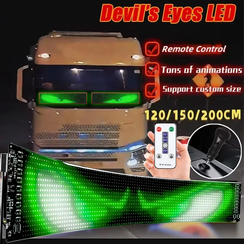 200Cm Truck Decoration Atmosphere Light Video-Driven Devil's Eye Flexible Led Screen Extra Large Smart Decor Light Accessories