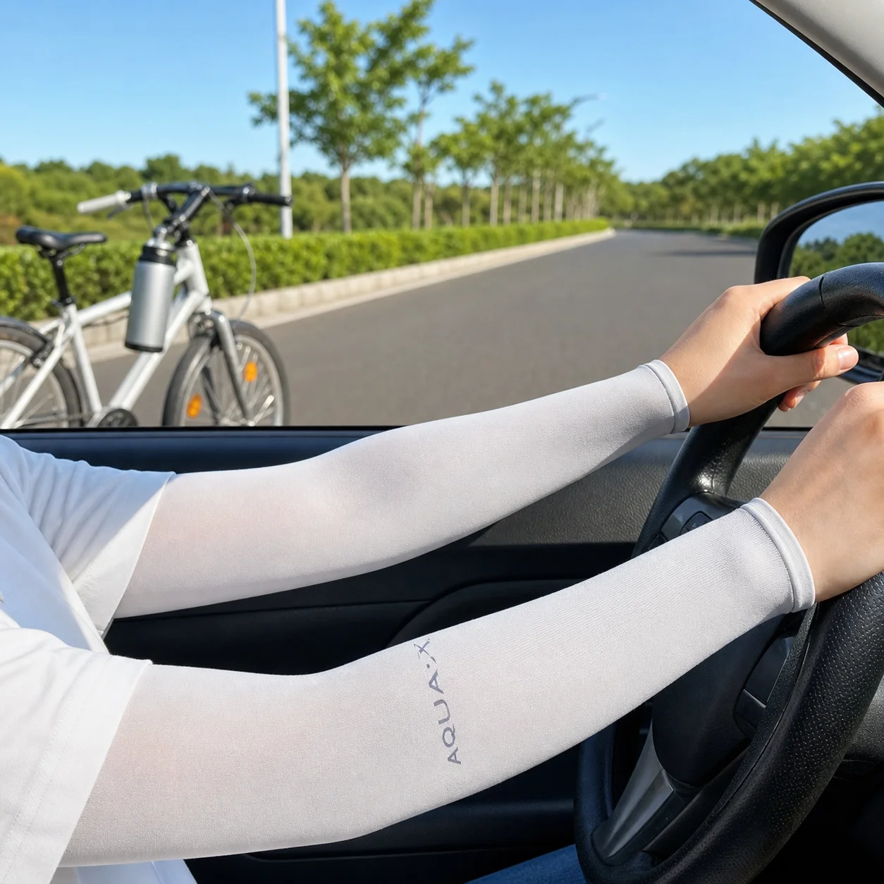 Ice Silk Arm Sleeves UPF 50 Cooling Breathable Anti Slip Contoured Fit for Outdoor Cycling Driving Running Fishing Men Women