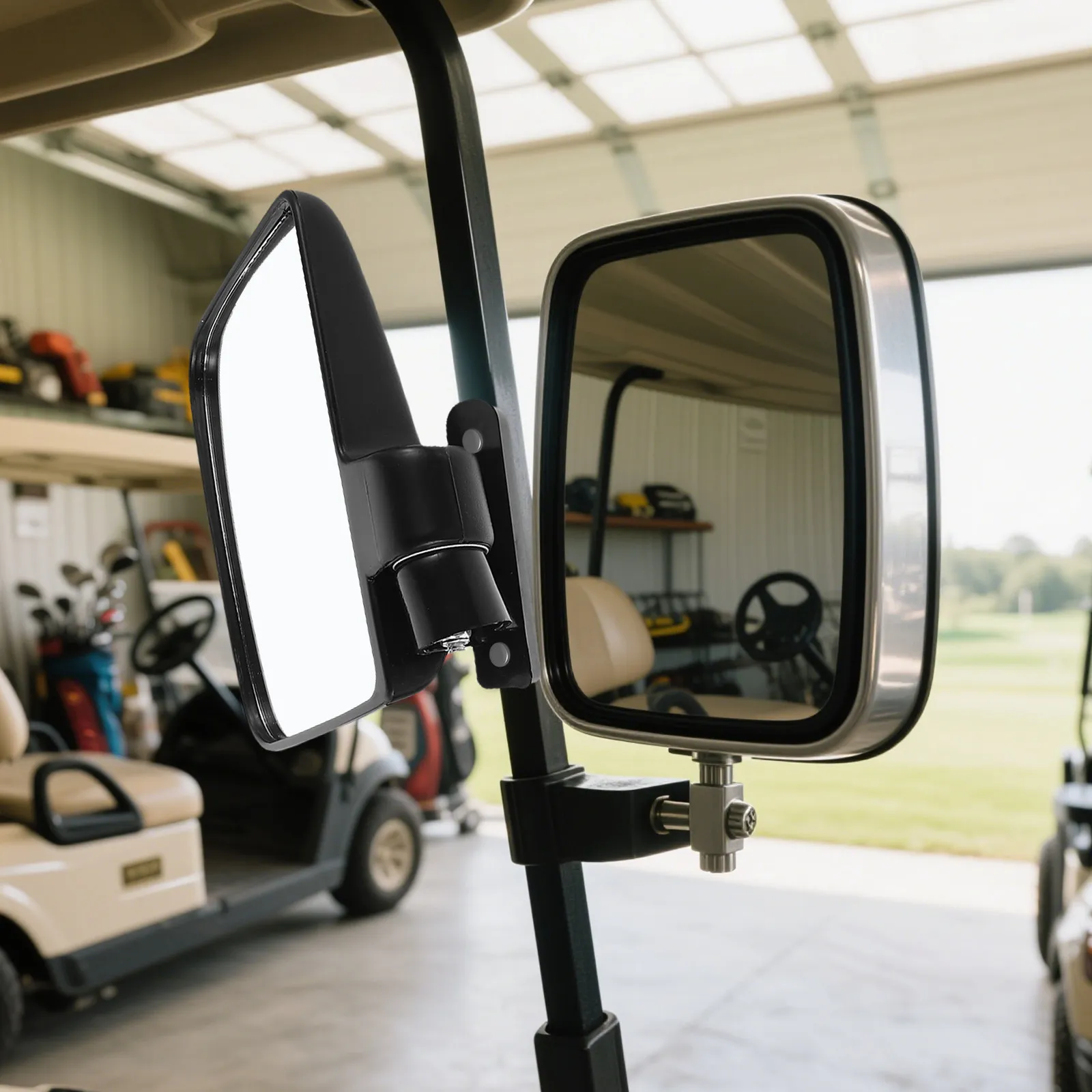 1 set Golf Cart Halloween Christmas New Year Golf Cart Side Mirror Golf Cart Accessory Glass Mirror Glass Mirrors Black