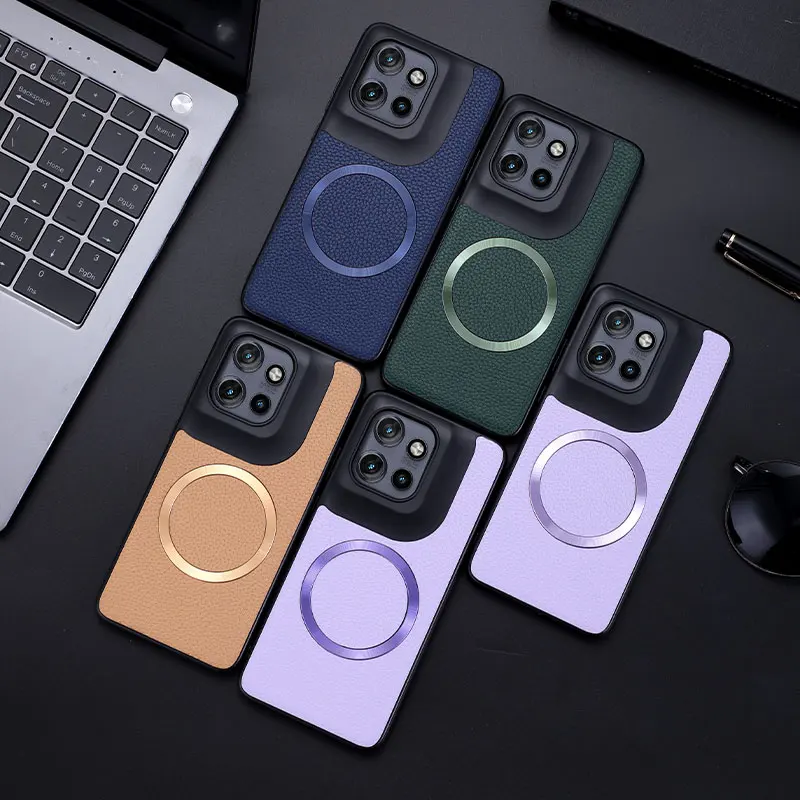 For Motorola Moto Edge 50 Neo,Edge 50 Case Magnetic PU Leather Lichee Pattern +PC Anti-slip Ultra Thin Cover for MOTO Edge50