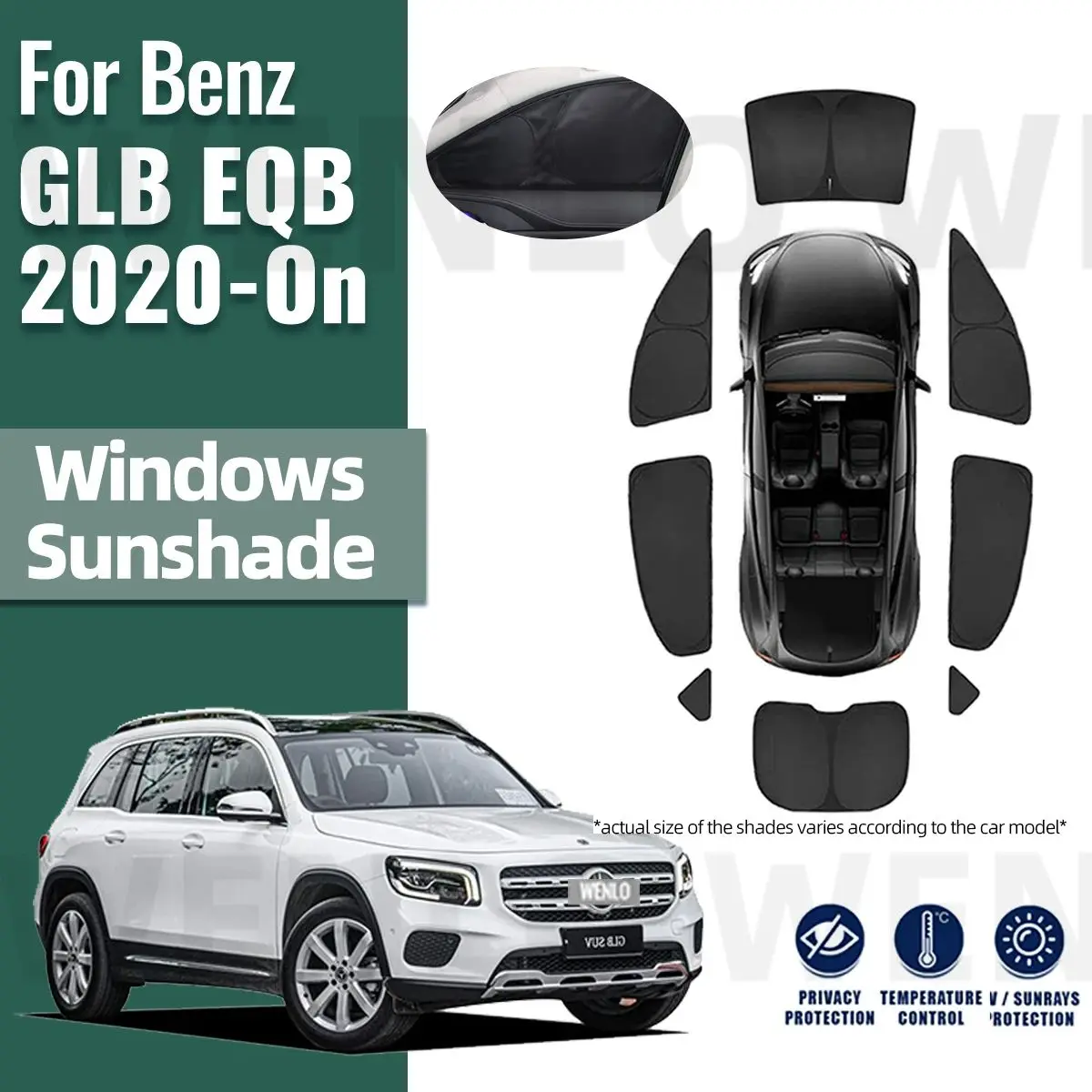 For Mercedes Benz GLB EQB X247 X243 2020-2024 Full Cover Car Sunshade Visor Front Rear Windshield Curtain Side Window Sun Shade