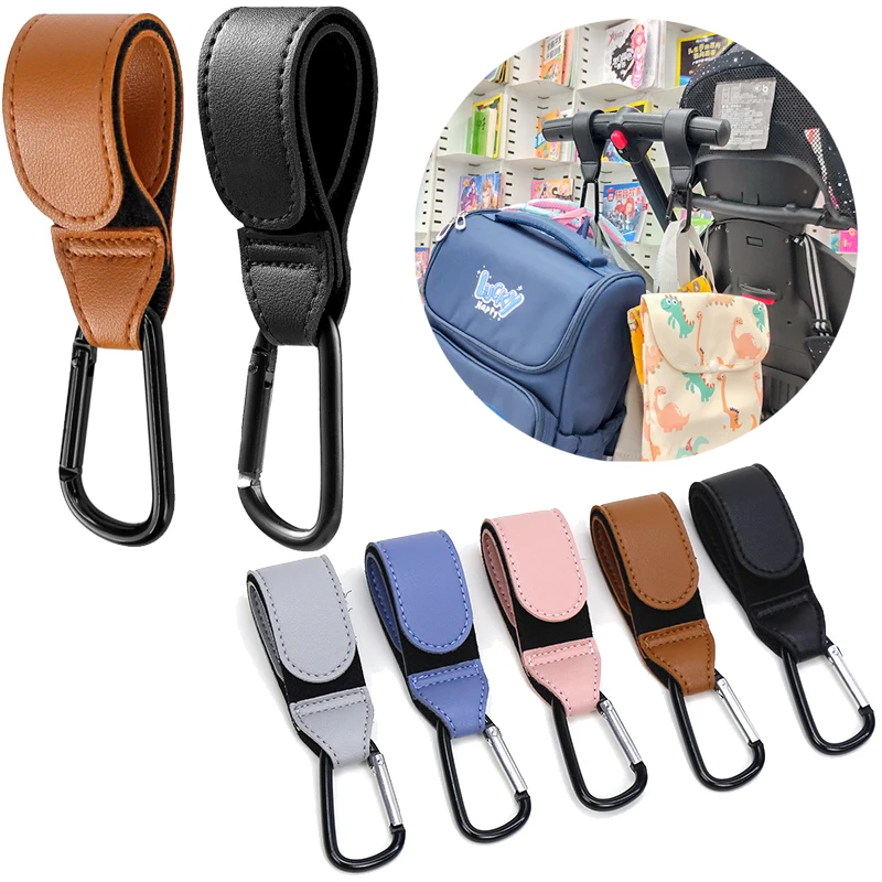 Multipurpose PU Leather Hooks Baby Buggy Clip Stroller Hook Cart Organizer Accessories Pram Hook For Hanging Diaper Bags