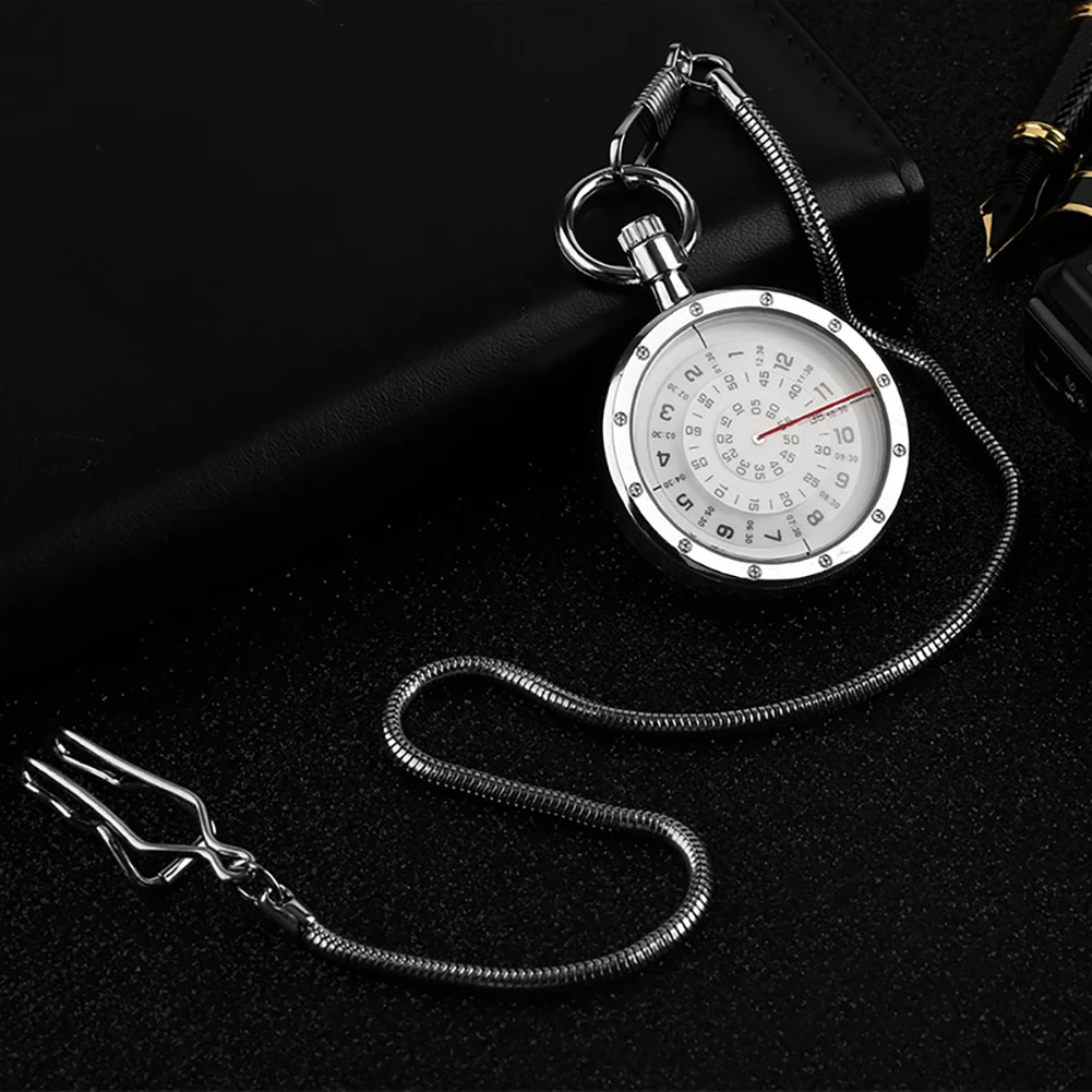 Minimalism Three-layer Second Disk Serpentine Design Hollow Movement Quartz Pocket Watch Pendant Gift With Chain Pocket Watches