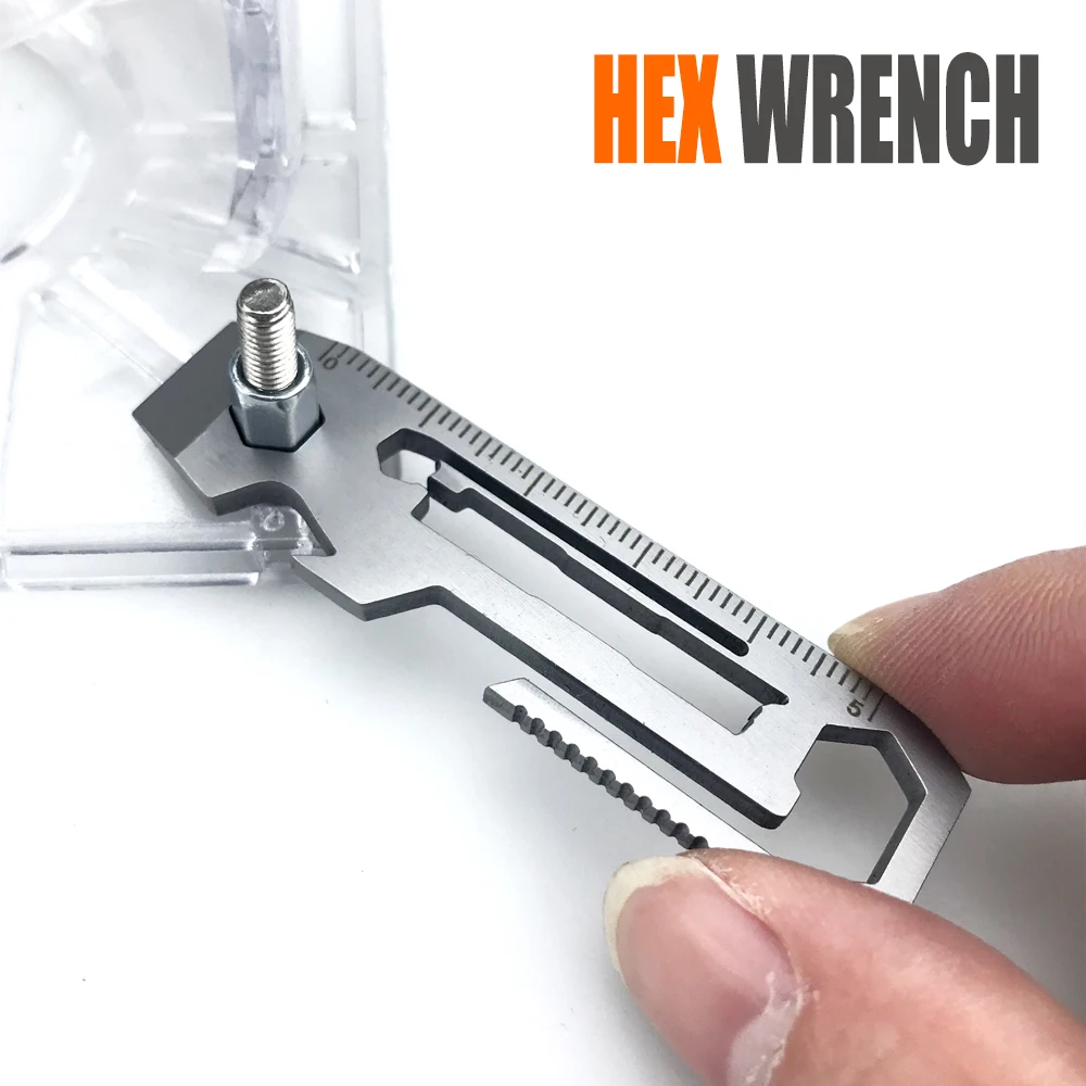 7 in 1 EDC Gadget Bottle Opener Keychain Wrench Stainless Steel Hiking Camping Outdoor Pocket Tools Multi-Function Spanner