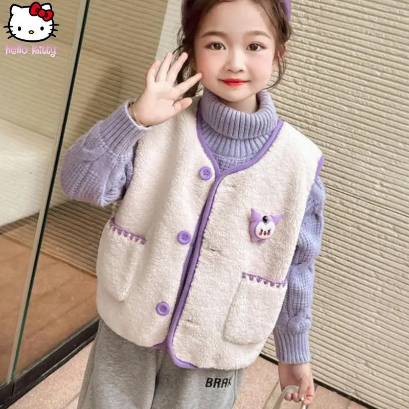 

Anime Girl Autumn New Cartoon Kawaii Kuromi Thick Vest Sanrio Fashionable Sweet Melody Warm Comfortable Soft Versatile Tank