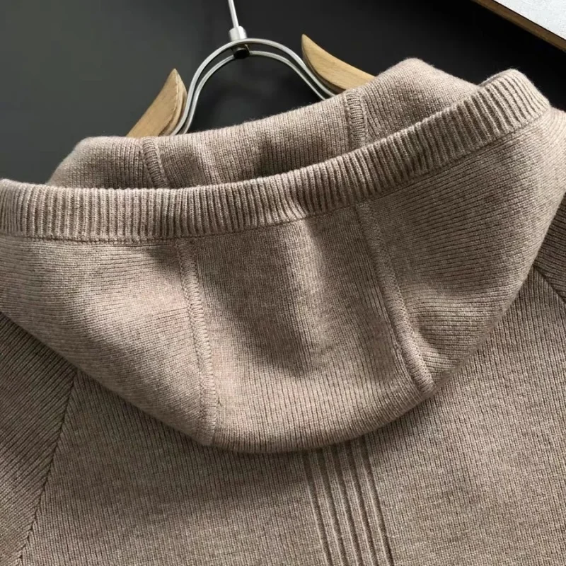 Vêtements pour hommes décontractés classiques italiens-manteau à capuche tricoté en laine et ensemble pantalon décontracté pour l'automne et l'hiver