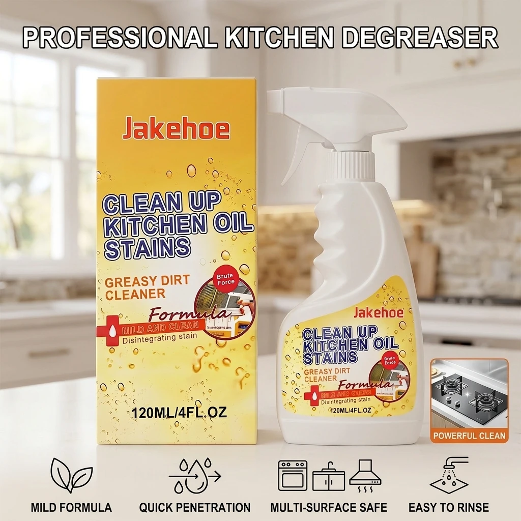 Kitchen Grease Stain Remover Spray Dissolve Caked Cooking Grease Remove Food Residue Fast-Acting Multi-surface Gentle Degreaser