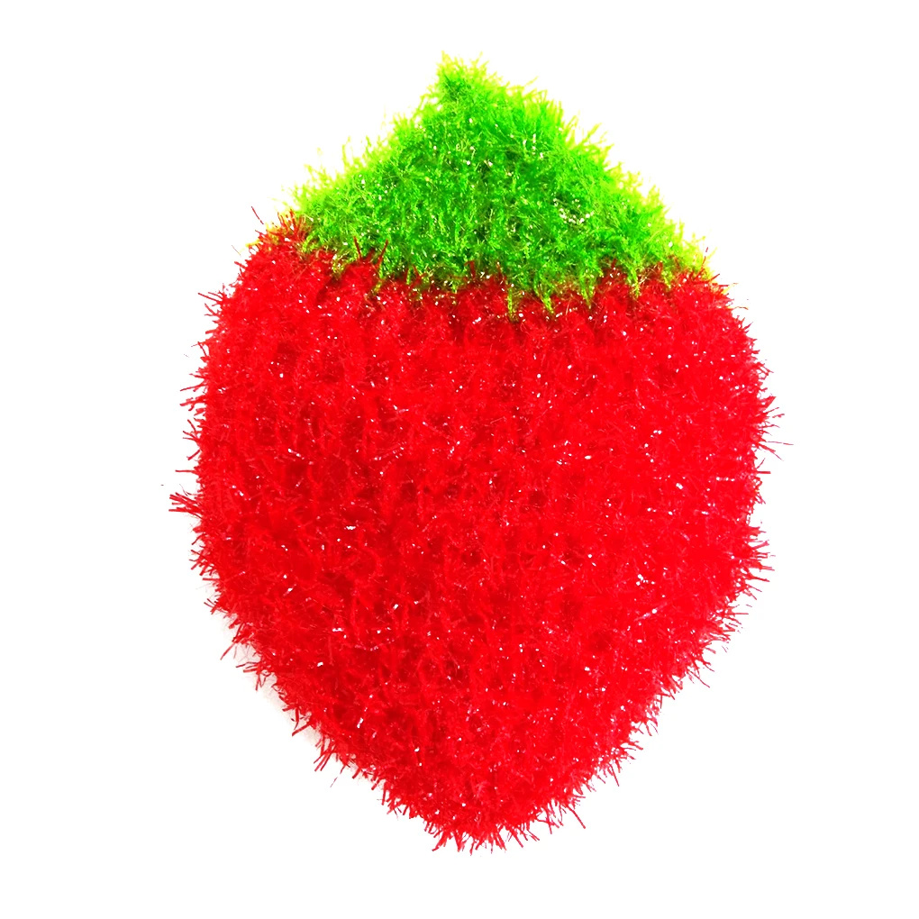 Strawberry Shaped Kitchen Cleaning Cloth Dish Bowl Washing Fruit Design Rag Cleaning Tool  Orange