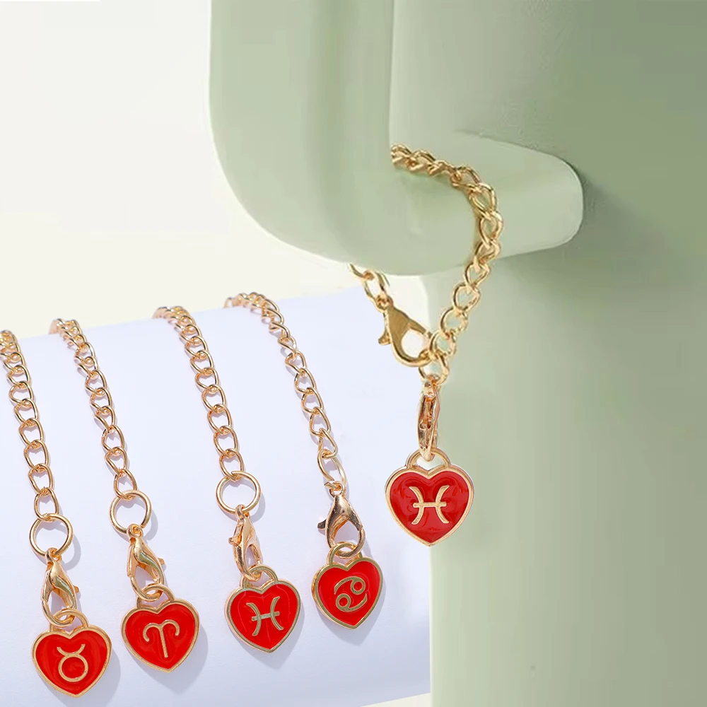 Constellation Symbol Charm Keychain Gold Plated Id Initial Letter Chain Bottle Identification Chain Bag Letter Chain Cup Chain