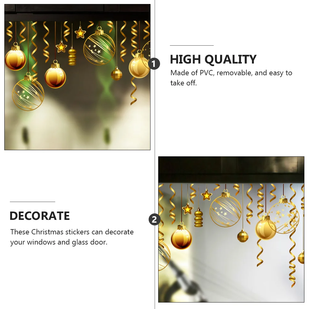 Christmas Wall Sticker Ornament Ball Stickers Decor Decorate Window Glass Pvc Showcase Decals Gold