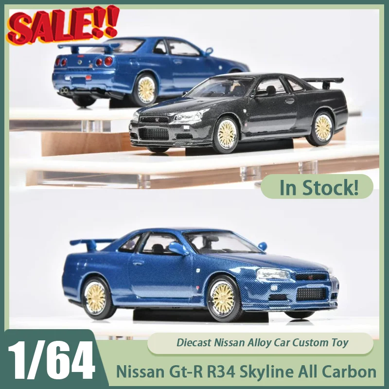 

Новинка в наличии Sh 1:64 Nissan GT-R R34 Skyline, полностью карбоновый автомобильный сплав, миниатюрные литые под давлением украшения Nissan, игрушки на заказ, подарок для детей