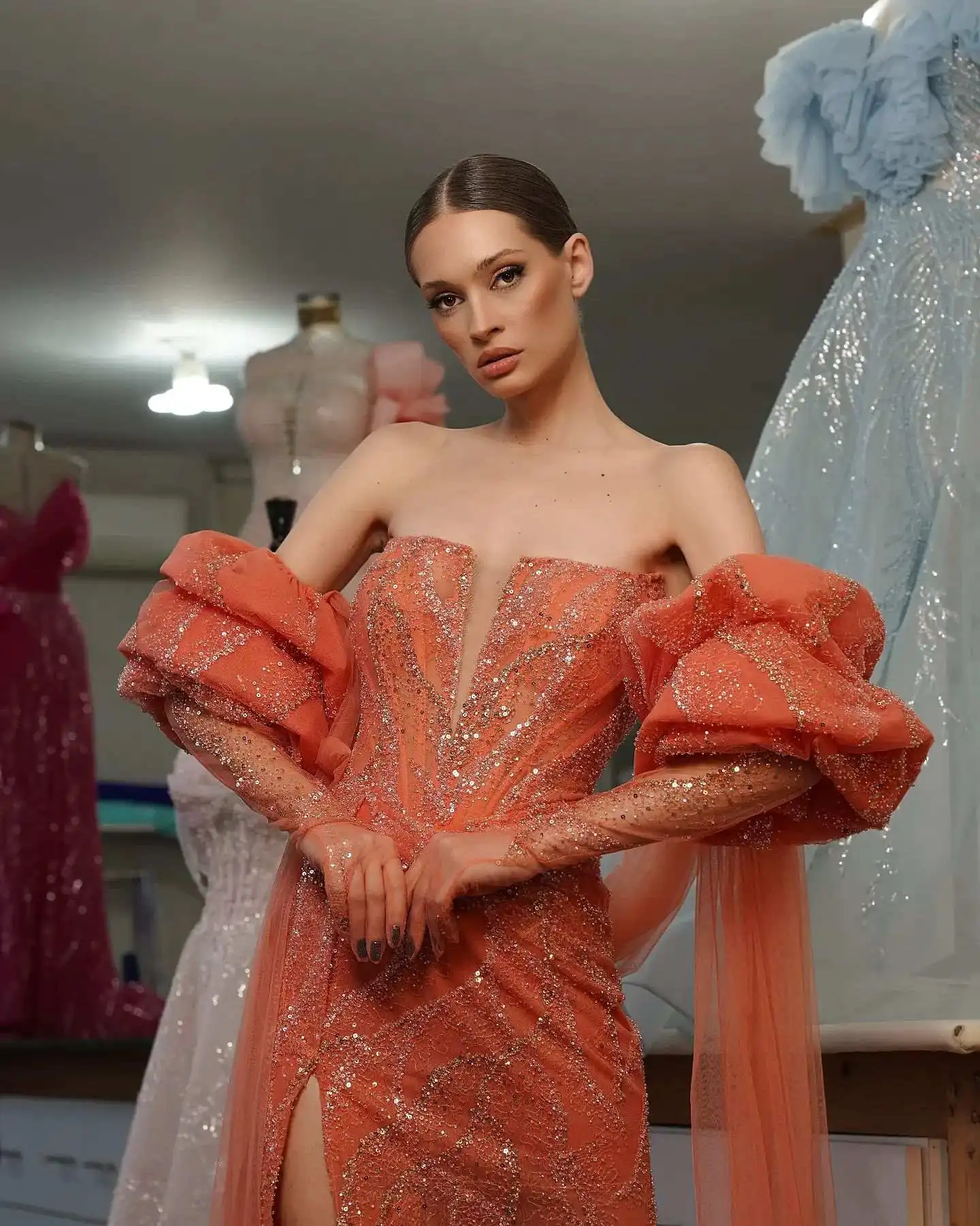 Impresionante Vestido De noche sin tirantes con lentejuelas, traje De corte sin espalda, vestidos De fiesta, recién llegados, hecho a medida