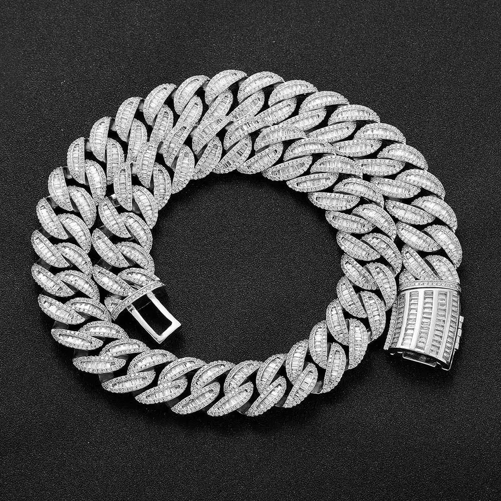 Stainless Steel Chain Cuban Link 15Mm 20mm Hip Hop Mixed T-Square Zircon Cuban Trend Hiphop Men