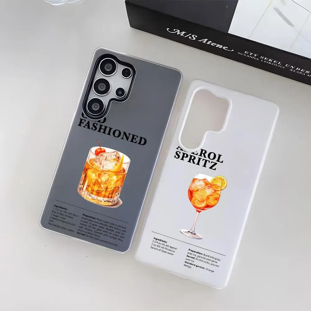 Cocktail Art Phone Case For Samsung Galaxy S25 S24 S22 S23 Ultra S21 S20 Plus Frosted  Jelly Shockproof Soft Cover