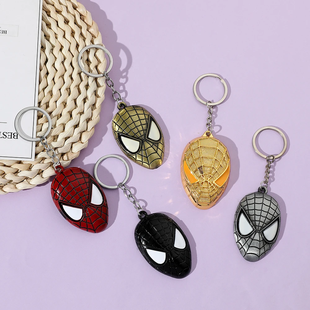 Avengers Spiderman Schlüsselanhänger Modischer Charm Superhelden-Spiderman-Masken-Anhänger Auto-Schlüsselring Accessoire Trendiges Geschenk für Männer – Detail 9