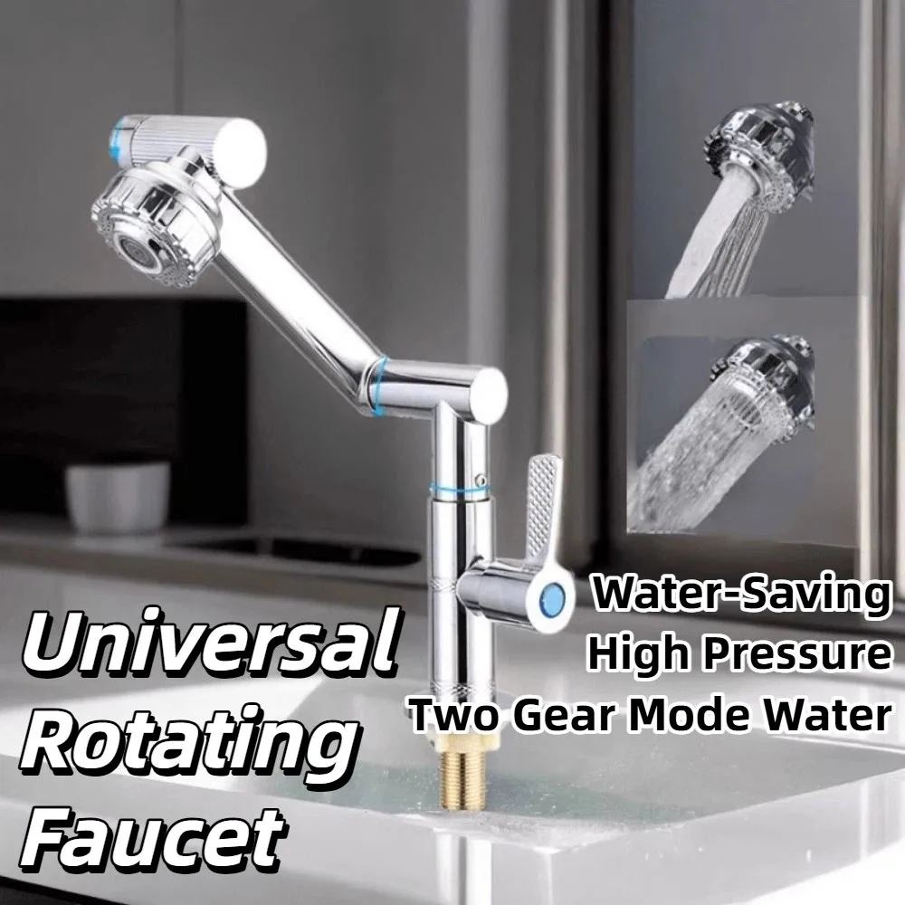 

360° Rotating Robotic Arm Faucet Hot and Cold Water Adjustable Dual Mode Faucet Flexible Water-Saving 360°Rotating Bibcock