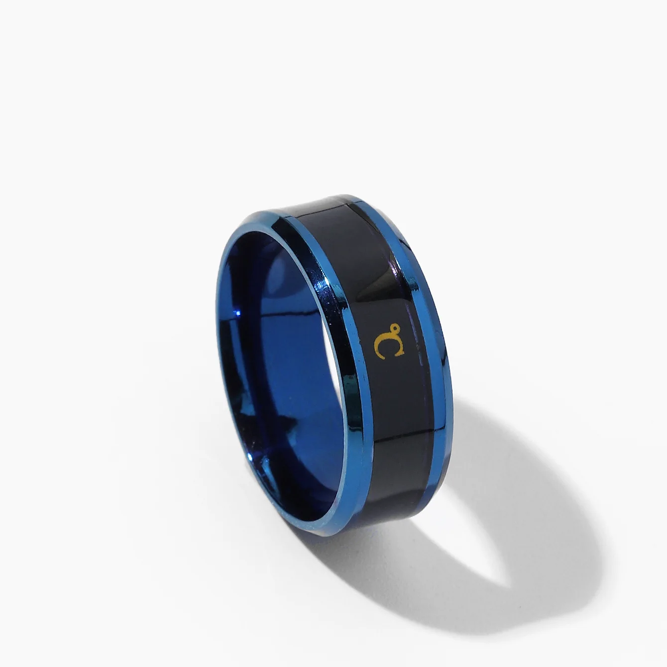 Stainless Steel Ring Fashion Intelligent Temperature Sensing Titanium Steel Body Temperature Couple Ring Jewelry Manufacturer