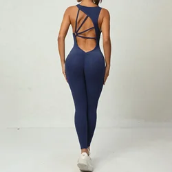 Fashion Hollow Scrunch Monkeys Women Gym Sport Jumpsuit Raises Butt White Black Female Yoga Fitness Overalls Summer Outfits