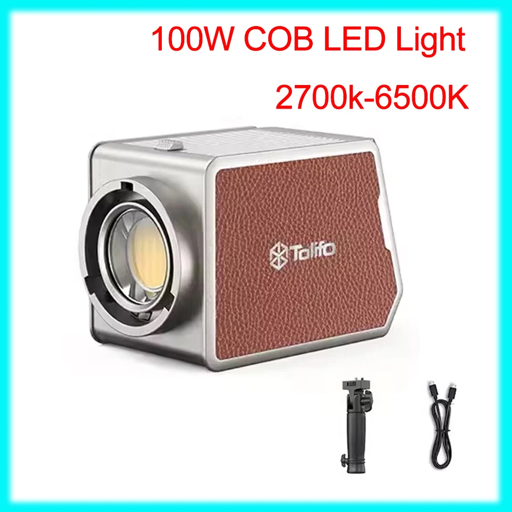 Tolifo PL-100Bi 100W COB LED Light 2700k-6500K Professional Photography Lighting Portable Pocket Light with built in battery