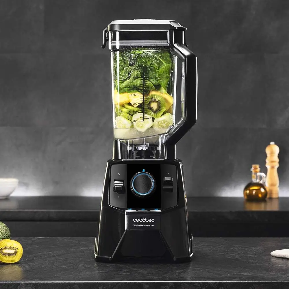 ecotec Batidora de Vaso Power Black Titanium 2600MAX Pro. 2600W de Potencia Máxima, 8 Cuchillas con Recubrimiento de Titanio Negro