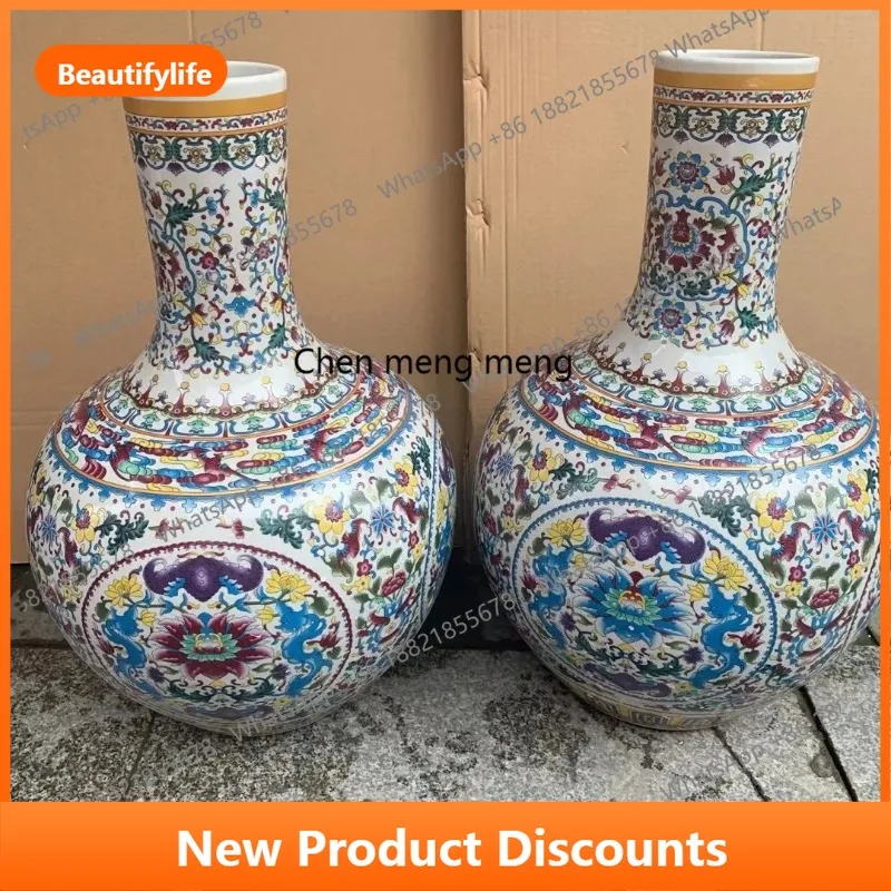 B06 Enamel color Wufu Linmen celestial ball vase, home fashion retro ornament