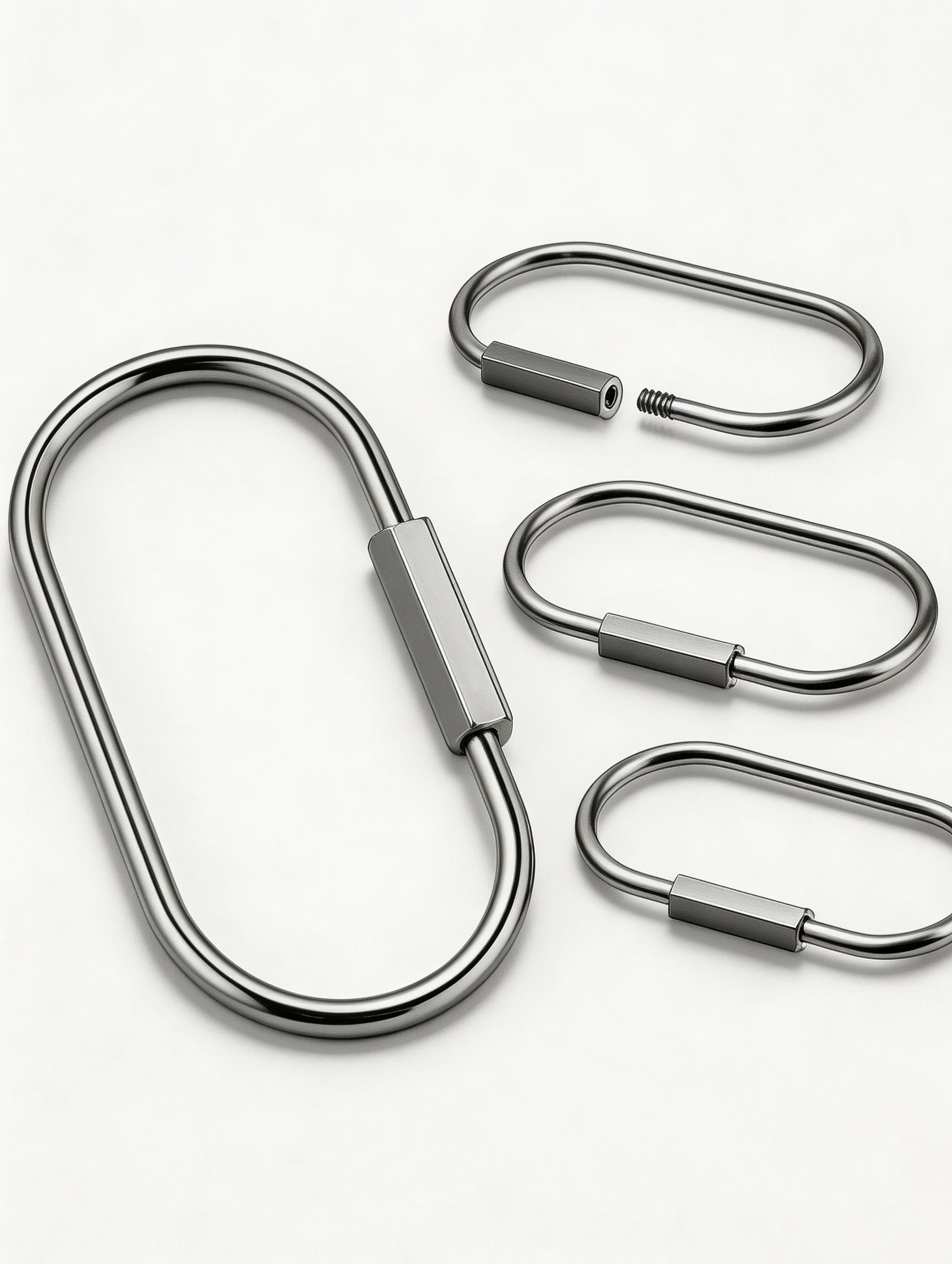 Silver/Gold Stainless Steel Threaded Keychain Outdoor Bag/Durable Outdoor Bags for DIY Necklaces Keychain Jewelry Making Supplie
