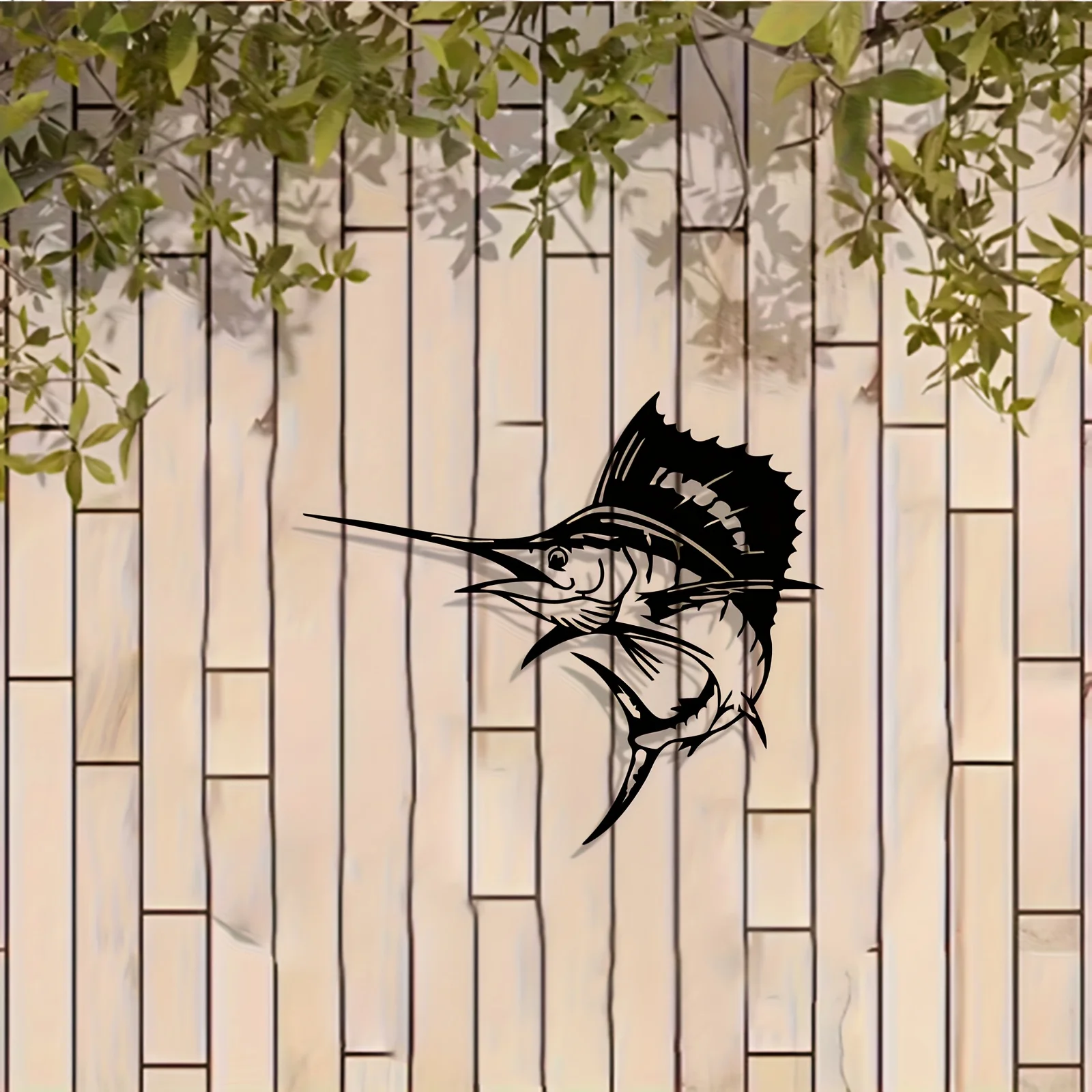 Brand Marlin Metal Wall Art Iron Fish Silhouette Mural Statue Durable Decor Patio Garden Fence Outdoor Space Vivid Iron
